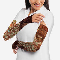 Personalized Wolf Native American Arm Sleeves Tribal Geometric Earth Tone