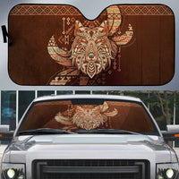 Wolf Native American Auto Sun Shade Tribal Geometric Earth Tone
