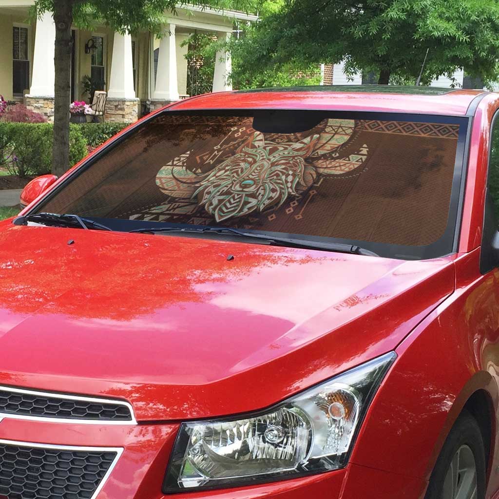 Wolf Native American Auto Sun Shade Tribal Geometric Earth Tone