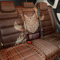 Wolf Native American Back Car Seat Cover Tribal Geometric Earth Tone