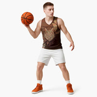 Personalized Wolf Native American Basketball Jersey Tribal Geometric Earth Tone