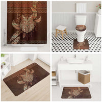 Wolf Native American Bathroom Set Tribal Geometric Earth Tone