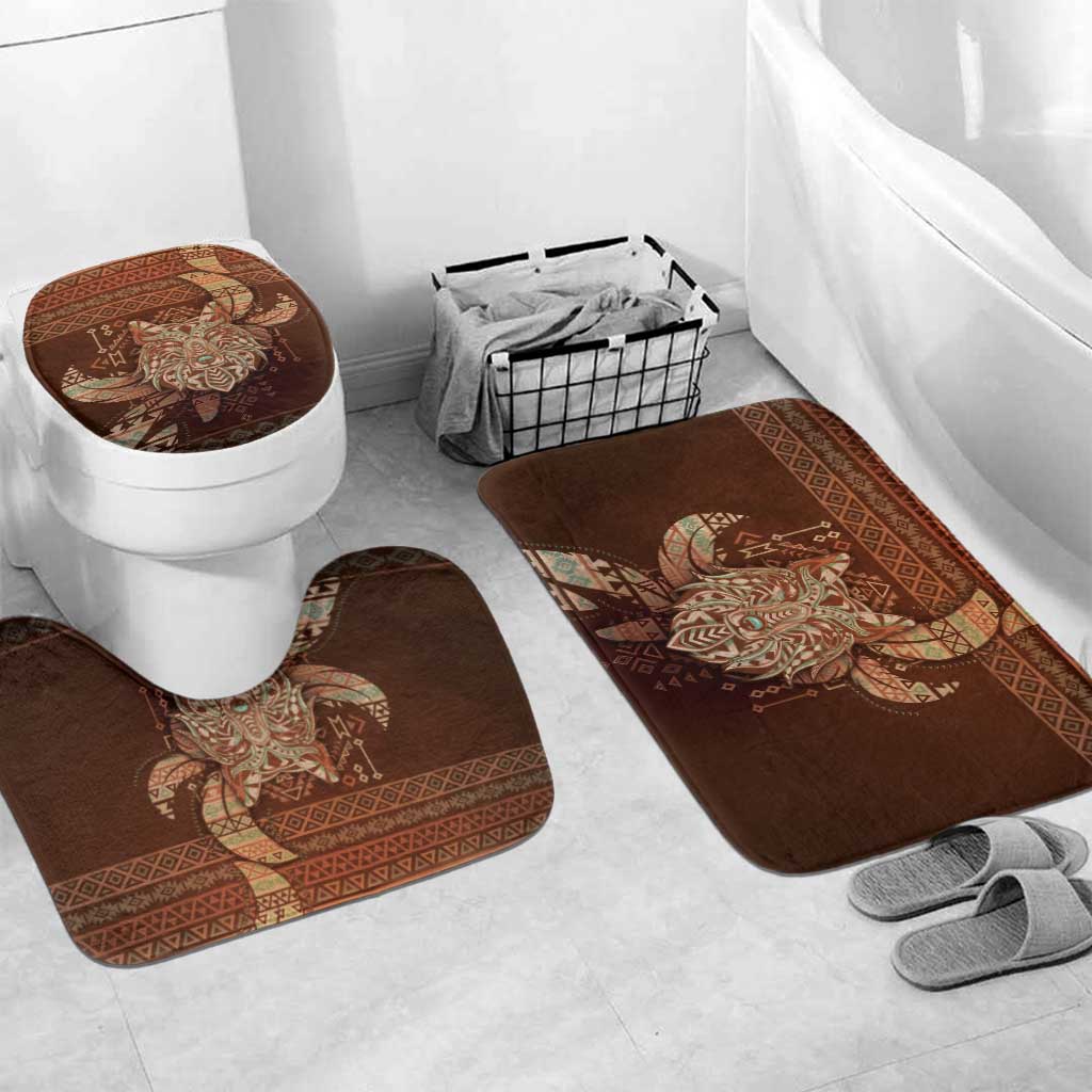Wolf Native American Bathroom Set Tribal Geometric Earth Tone