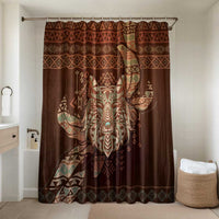 Wolf Native American Bathroom Set Tribal Geometric Earth Tone