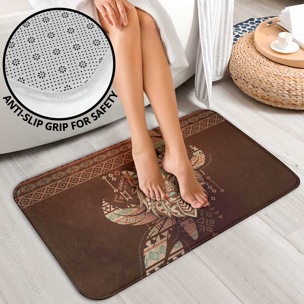 Wolf Native American Bathroom Set Tribal Geometric Earth Tone