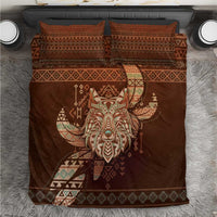 Wolf Native American Bedding Set Tribal Geometric Earth Tone