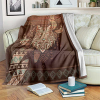 Wolf Native American Blanket Tribal Geometric Earth Tone
