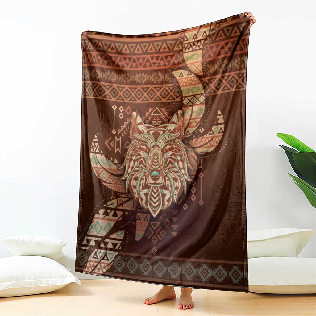 Wolf Native American Blanket Tribal Geometric Earth Tone