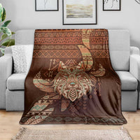 Wolf Native American Blanket Tribal Geometric Earth Tone