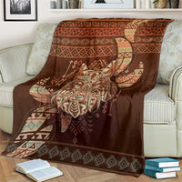 Wolf Native American Blanket Tribal Geometric Earth Tone