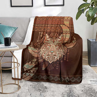 Wolf Native American Blanket Tribal Geometric Earth Tone