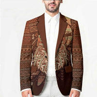 Personalized Wolf Native American Blazer Tribal Geometric Earth Tone