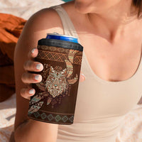 Personalized Wolf Native American 4 in 1 Can Cooler Tumbler Tribal Geometric Earth Tone