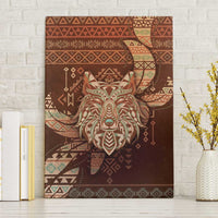 Wolf Native American Canvas Wall Art Tribal Geometric Earth Tone