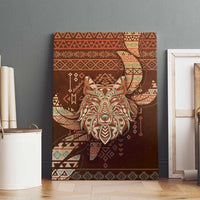 Wolf Native American Canvas Wall Art Tribal Geometric Earth Tone