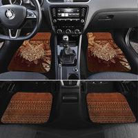 Personalized Wolf Native American Car Mats Tribal Geometric Earth Tone