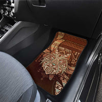 Personalized Wolf Native American Car Mats Tribal Geometric Earth Tone