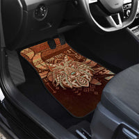 Personalized Wolf Native American Car Mats Tribal Geometric Earth Tone