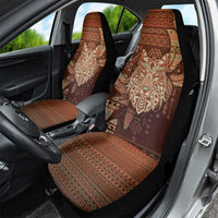 Wolf Native American Car Seat Cover Tribal Geometric Earth Tone