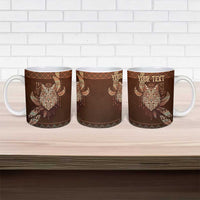 Personalized Wolf Native American Ceramic Mug Tribal Geometric Earth Tone
