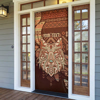 Personalized Wolf Native American Door Cover Tribal Geometric Earth Tone