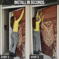 Personalized Wolf Native American Door Cover Tribal Geometric Earth Tone