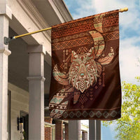 Wolf Native American Garden Flag Tribal Geometric Earth Tone