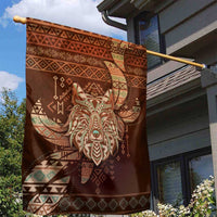 Wolf Native American Garden Flag Tribal Geometric Earth Tone