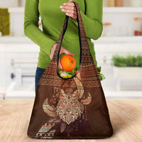 Wolf Native American Grocery Bag Tribal Geometric Earth Tone