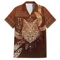Personalized Wolf Native American Hawaiian Shirt Tribal Geometric Earth Tone