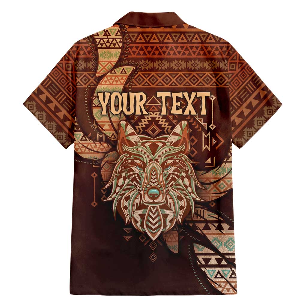 Personalized Wolf Native American Hawaiian Shirt Tribal Geometric Earth Tone