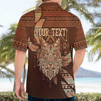 Personalized Wolf Native American Hawaiian Shirt Tribal Geometric Earth Tone
