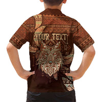 Personalized Wolf Native American Hawaiian Shirt Tribal Geometric Earth Tone