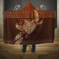 Wolf Native American Hooded Blanket Tribal Geometric Earth Tone