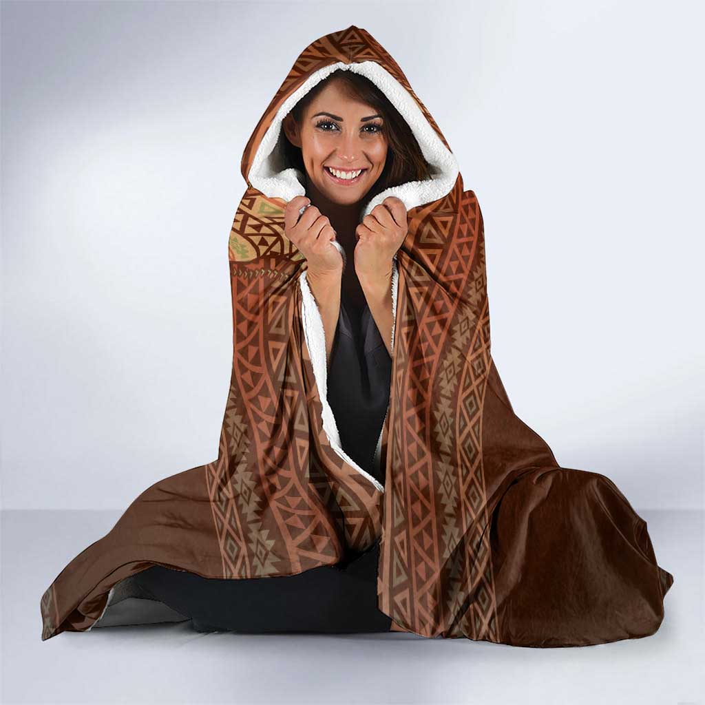 Wolf Native American Hooded Blanket Tribal Geometric Earth Tone