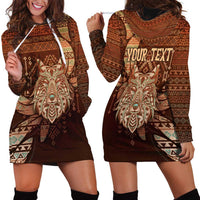 Personalized Wolf Native American Hoodie Dress Tribal Geometric Earth Tone