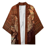 Personalized Wolf Native American Kimono Tribal Geometric Earth Tone