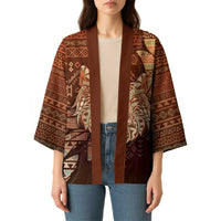 Personalized Wolf Native American Kimono Tribal Geometric Earth Tone