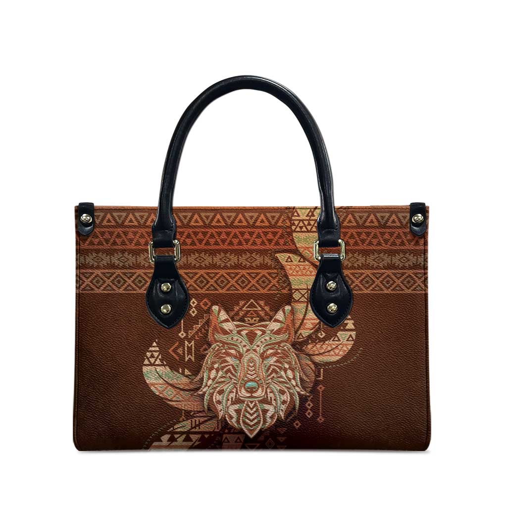 Wolf Native American Leather Bag Tribal Geometric Earth Tone