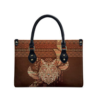 Wolf Native American Leather Bag Tribal Geometric Earth Tone