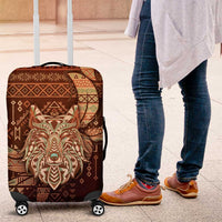 Wolf Native American Luggage Cover Tribal Geometric Earth Tone