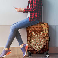 Wolf Native American Luggage Cover Tribal Geometric Earth Tone