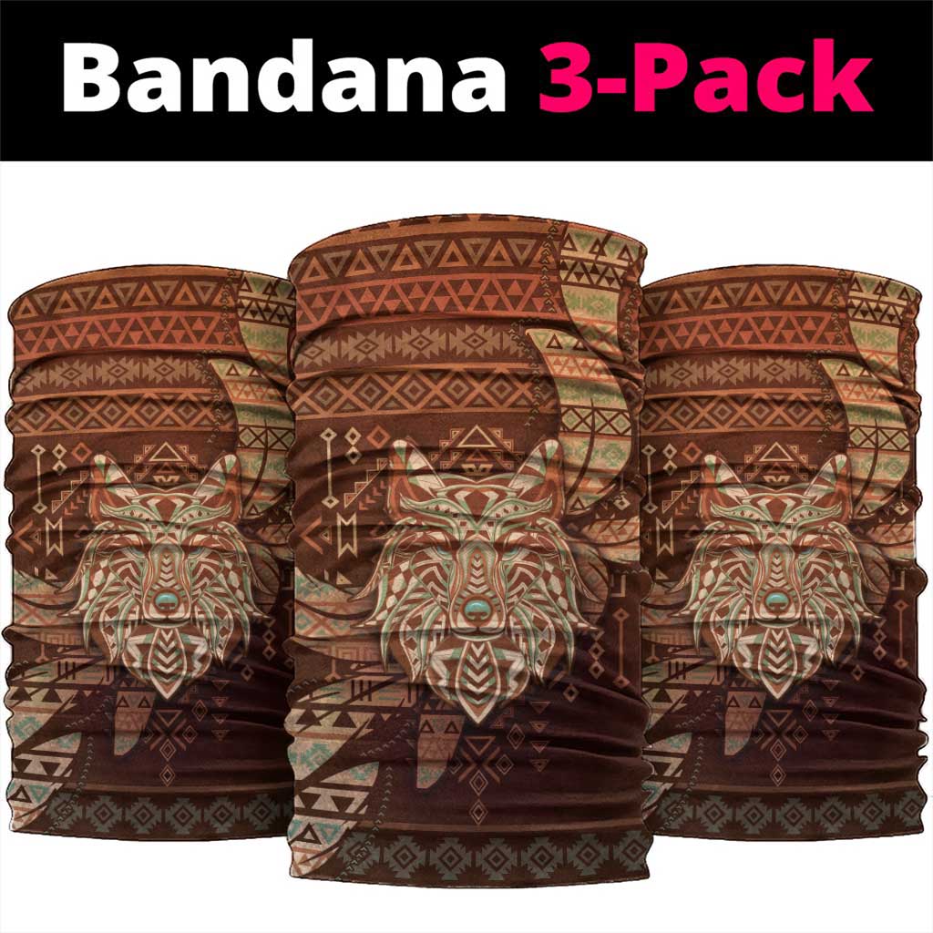 Wolf Native American Neck Gaiter Tribal Geometric Earth Tone