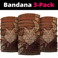 Wolf Native American Neck Gaiter Tribal Geometric Earth Tone
