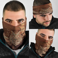 Wolf Native American Neck Gaiter Tribal Geometric Earth Tone