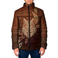 Personalized Wolf Native American Padded Jacket Tribal Geometric Earth Tone