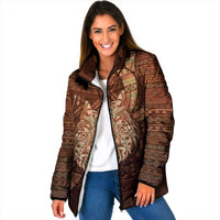Personalized Wolf Native American Padded Jacket Tribal Geometric Earth Tone