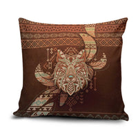 Wolf Native American Pillow Cover Tribal Geometric Earth Tone