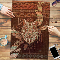 Wolf Native American Puzzle Tribal Geometric Earth Tone