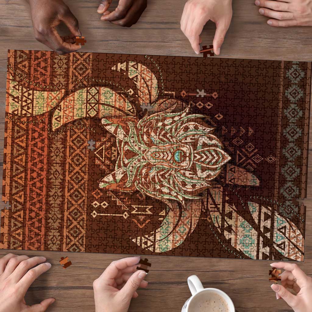 Wolf Native American Puzzle Tribal Geometric Earth Tone